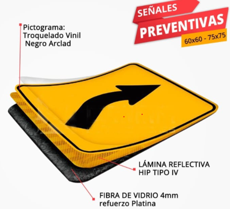 Letrero reflectivo 3M en fibra de vidrio 4mm.